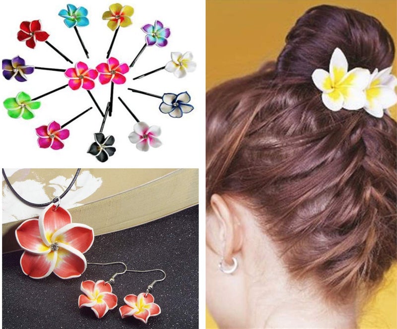 Zhiheng Assorted 50 Pack Tropical Flower Resin Charms Hawaiian Bali Plumeria Flatback Cabochons Flatback Plastic Beads for Miniature Fairy Garden Accessories Scrapbooking Home Decor Supplies - Image 4